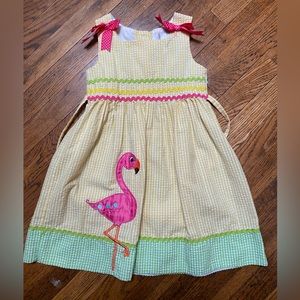 Girls Flamingo Yellow Dress Size 5